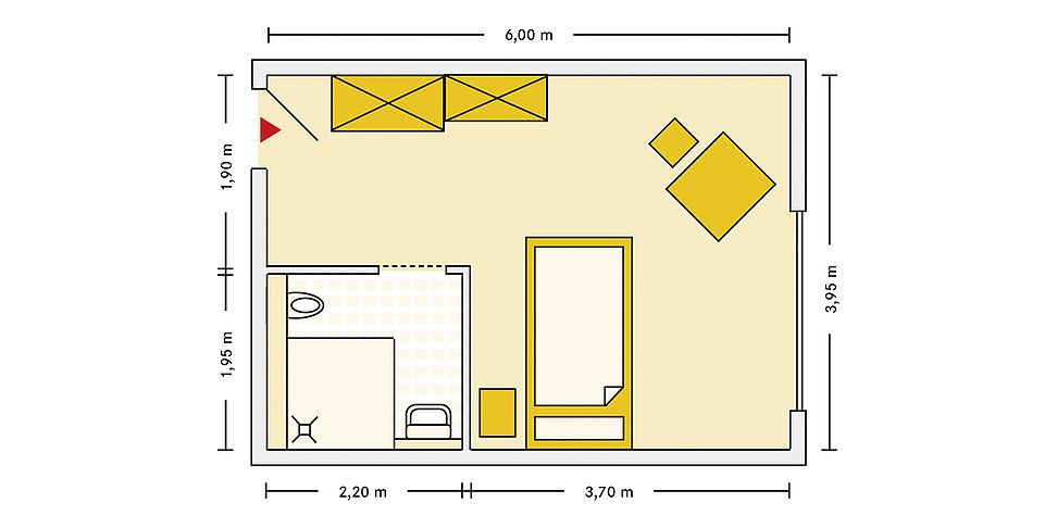 Grundriss Einzelzimmer im Pflegeheim Eschenburg