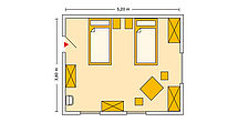Pflegeheim Meerane Haus Hirschgrund mit Beispielgrundriss Doppelzimmer.