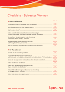 Checkliste Betreutes Wohnen