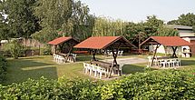 Schoen gestalteter Garten im Pflegeheim Torgelow - Haus Waldsiedlung.