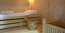 In Sauna im betreuten Wohnen in Pries koennen sie sich entspannen
