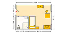 Pflegeheim Meerane Haus Ost mit Beispielgrundriss Einzelzimmer.