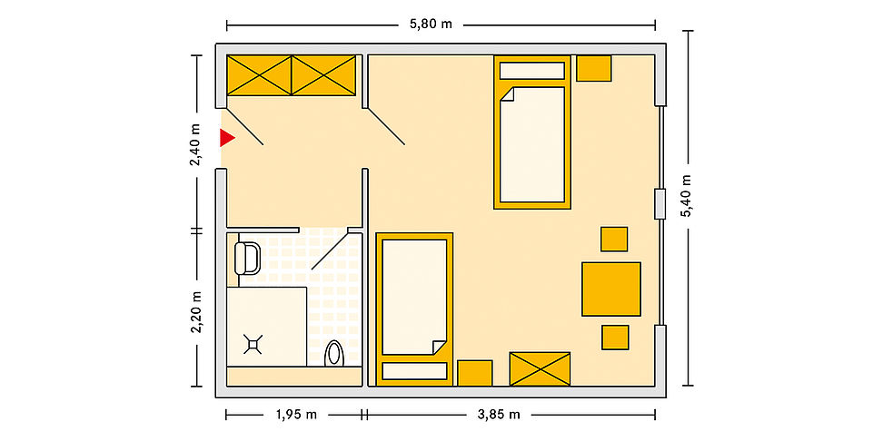 Pflegeheim Weisswasser mit Beispielgrundriss Doppelzimmer