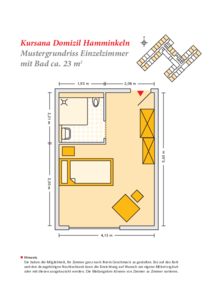 Grundrissbeispiel Einzelzimmer